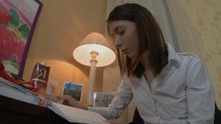 Alena, a Russian girl, teaches English with her ass in this hot video