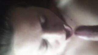 Warm home blowjob scene with a twist, featuring intense suction action