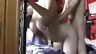 A busty woman fucks her husband at home
