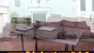 The cute woman was interviewed and fucked on the casting couch