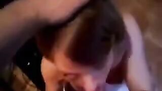 He did not expect that after a blowjob, she would be covered in it