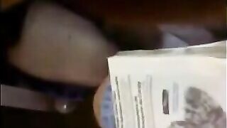 A man climbed a girl and started to caress her vagina with his fingers