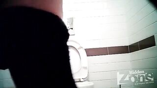 Spy camera in the toilet of the shop, secret filming of customers