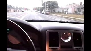 The cute girl gave a blowjob in the car to earn money