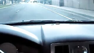 The cute girl gave a blowjob in the car to earn money