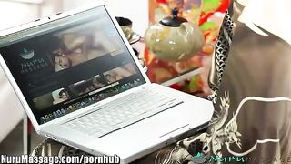 Oily pussy fuck with Chinese masseuse and her friend