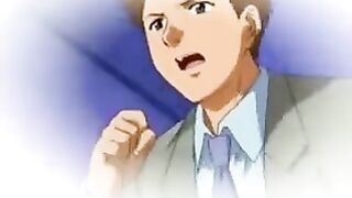 A guy spies on a girl masturbating herself in an erotic hentai