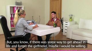 A fair-haired girl is having sex at the casting couch