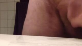 Fingered and cum shot on the table while working hard