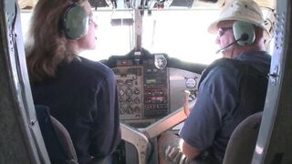Blonde stewardess with big boobs gets her pussy railed hard