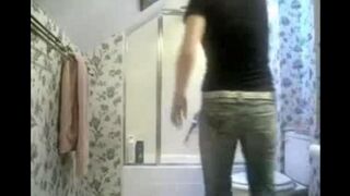 Hidden camera in the toilet caught something steamy. Not bad