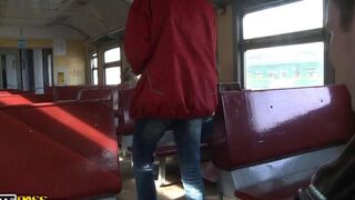 A girl was picked up at the train station and fucked by many, including a cameraman