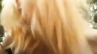 Blonde slut gets fucked outdoors in the park