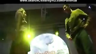 Porn show in the club with a hot blonde performer