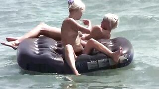 A hot naked chick is having fun on the mattress