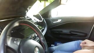 Blonde started sucking dick in the car, it was a hot day