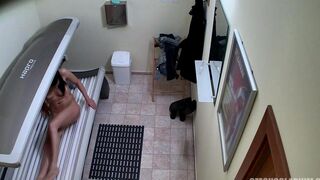 Nude client caught on hidden camera in Czech solarium