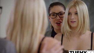 Blond in stockings fucked deeply in her ass
