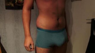 A man came in his pants from overexcitation and released sperm there