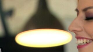 A beautiful woman in stockings has sex with a man with a big dick