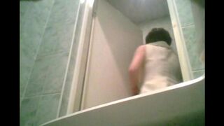 A camera in the toilet bowl caught a graduate peeing - an unusual view!