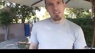 The girl sucks the guy's nipple and inserts it into her pussy