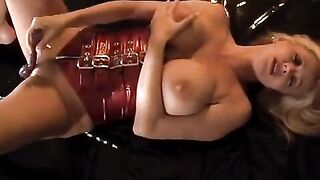 Cute girl Rachel Aziani masturbating with a big toy and reaching climax
