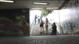 A hot girl was tied up and fucked on the street by a rough guy