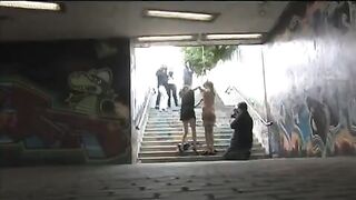 A hot girl was tied up and fucked on the street by a rough guy