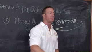 The girl slept with her teacher right in his office on the table