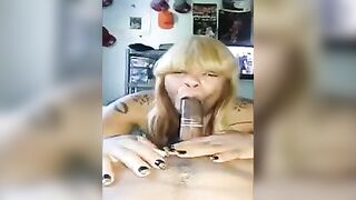 Black woman put a condom on the guy’s dick and sucked it hard