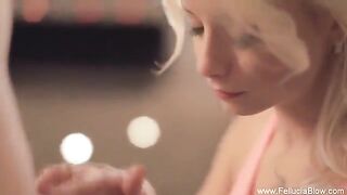 Blonde beauty got her pussy fucked in a studio and made a blowjob