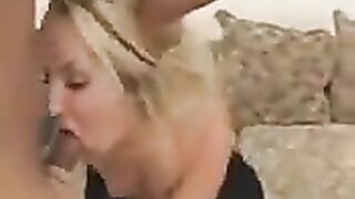 A hot blonde girl with a delicious ass fucks in her mouth and ass