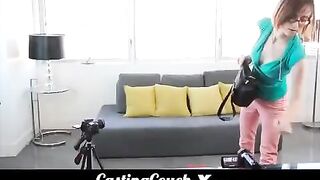 Brunette woman fucks at her first porn casting