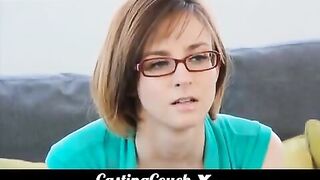 Brunette woman fucks at her first porn casting