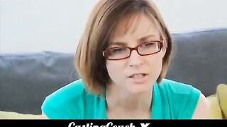 Brunette woman fucks at her first porn casting
