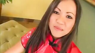 Korean woman fucks with two guys in an intense threesome