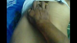 Husband makes a massage for his wife’s sensitive spots