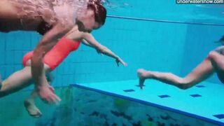 Nude beauties in the pool captured by a hidden camera