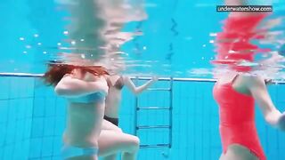 Nude beauties in the pool captured by a hidden camera