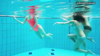 Nude beauties in the pool captured by a hidden camera