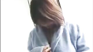 I got a huge boob Asian virgin to play with her tits