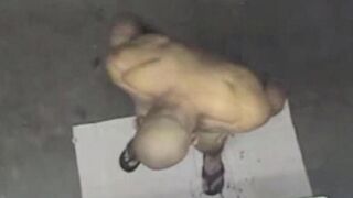 A naked man was seen by a hidden camera in the shower