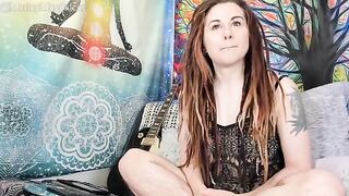 A funny hirsute girl stripped naked and got her squirt from a webcam