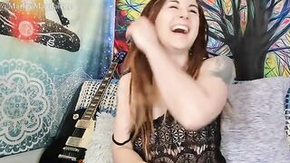 A funny hirsute girl stripped naked and got her squirt from a webcam