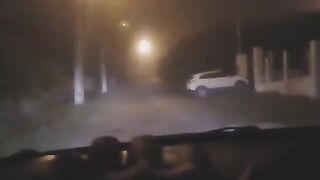 A sexy girl was exercising outdoors when a strange man appeared