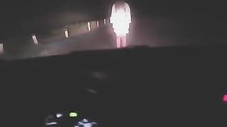 A sexy girl was exercising outdoors when a strange man appeared