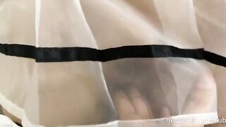 Amateur schoolgirl in cosplay fucks like a slut, using her feet and hand