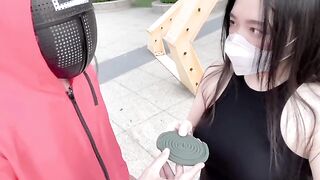A hot Chinese girl participates in a Squid Game adult version with sexy challenges