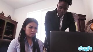 Cindy Starfall interviewed by a black man and got fucked hard